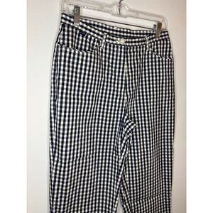 LAUREN RALPH LAUREN Cropped Pant Womens 8P Navy White Check Stretch
